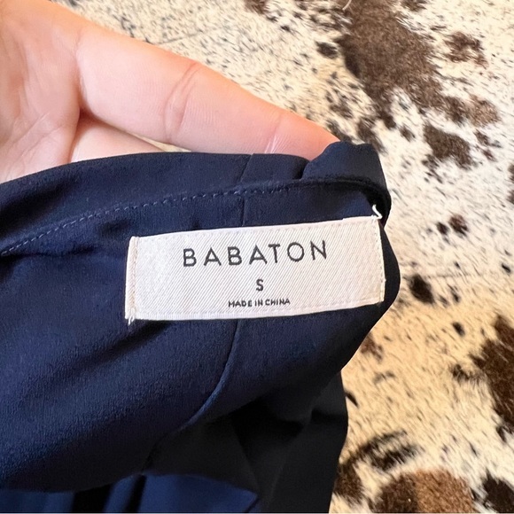 ARITZIA BABATON Navy Wallace Dress Wrap Size Small Chiffon Flowy - Picture 7 of 9